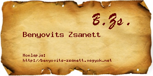 Benyovits Zsanett névjegykártya